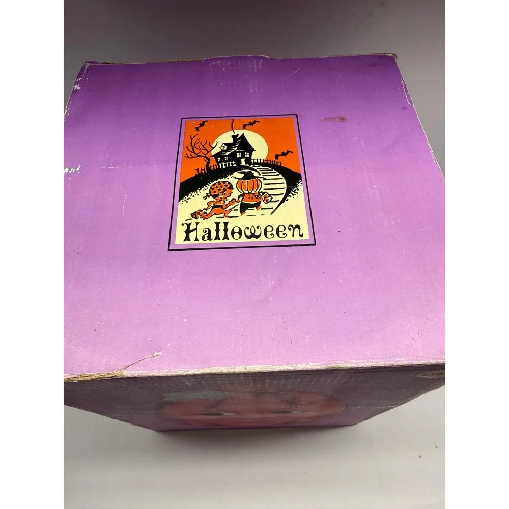 Vintage Halloween Ceramic Pumpkin Cookie Jar SmilingJack O Lantern Orange Glossy